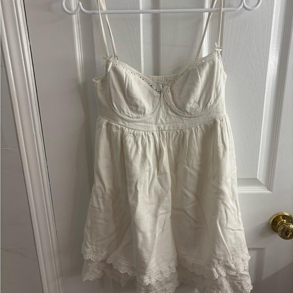 Twik White Lace Trim Chemise with Empire Waist